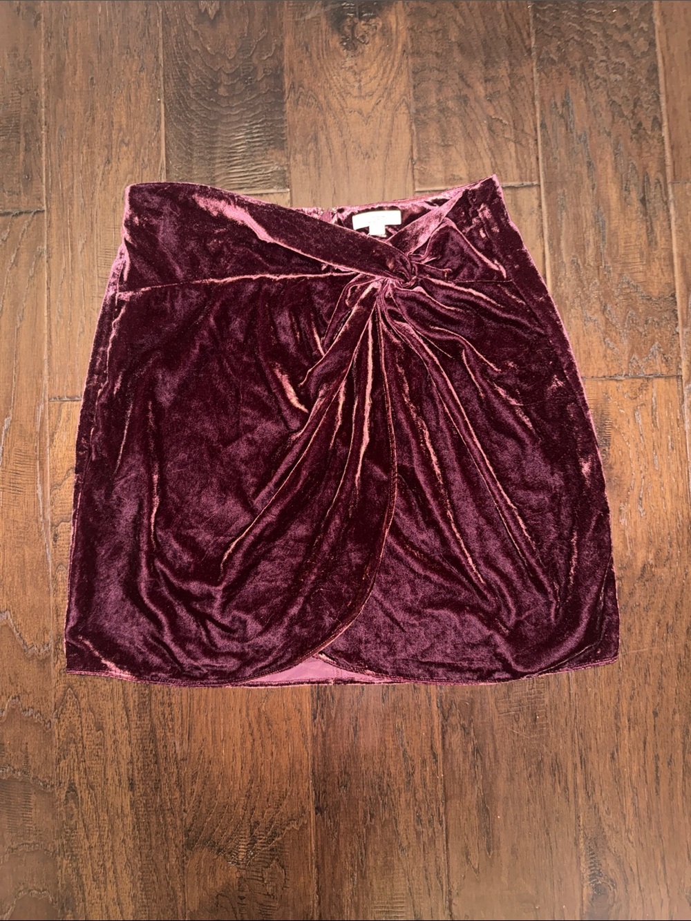 Loft Velvet Twist Front Mini Skirt — Wine Size 8